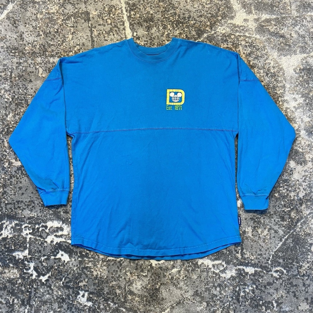 Walt Disney World Disney Parks Resort Blue Neon Letters Spirit Jersey Size M